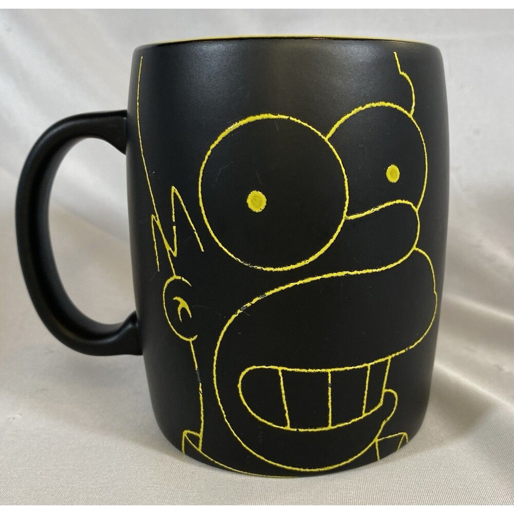 Universal Studios The Simpsons Homer 15oz Ceramic Double Sided Mug Black Yellow
